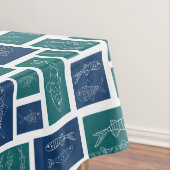Vintage Blau Grün Fisch Muster Tischdecke (Beispiel)