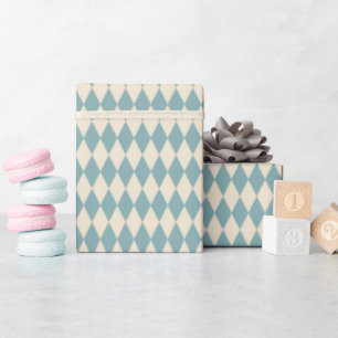 Vintage Blau Harlekin  Geschenkpapier