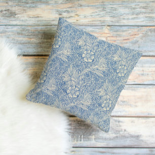 Vintage Blau im Stil von William Morris Blumenmust Kissen