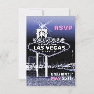Vintage Blau Las Vegas Moderne Hochzeits-RSVP RSVP Karte