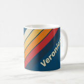 Vintage Blau Regenbogen gestreift mit Namen Kaffeetasse (VorderseiteRechts)
