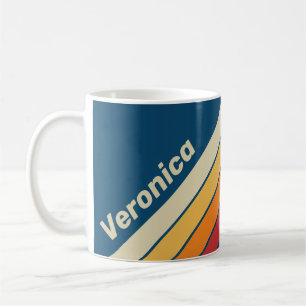 Vintage Blau Regenbogen gestreift mit Namen Kaffeetasse