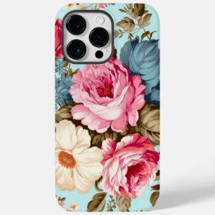 Vintage Blau Rosa Florale Garten Case-Mate iPhone 14 Pro Max Hülle