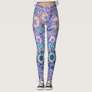 Vintage Blau rosa William Morris's Kornblume Leggings