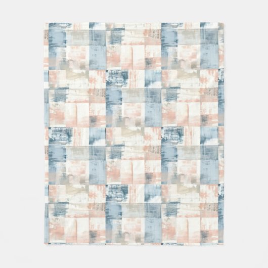 Vintage Blau & Rosé Malerisch Fleece-Decke Fleecedecke (Vorderseite)