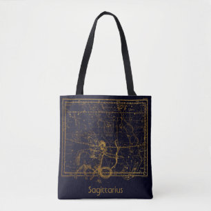 Vintage Blau Schütze-Zodiac Astrologie-Sternzeiche Tasche