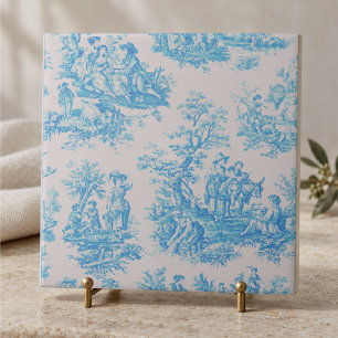 Vintage Blau Türkis Toile De Jouy Monogramm Fliese