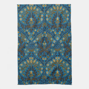 Vintage Blau Türkis William Morris Herbstblumen Geschirrtuch