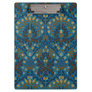 Vintage Blau Türkis William Morris Herbstblumen Klemmbrett