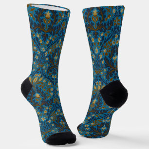 Vintage Blau Türkis William Morris Herbstblumen Socken