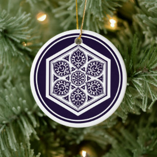 Vintage Blau Türkische Rosetten Geometrische Vekto Keramik Ornament