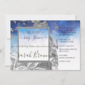 VINTAGE BLAU- UND GARTENDUSCHE EINLADUNG (Vorderseite)