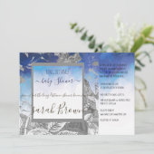 VINTAGE BLAU- UND GARTENDUSCHE EINLADUNG (Stehend Vorderseite)