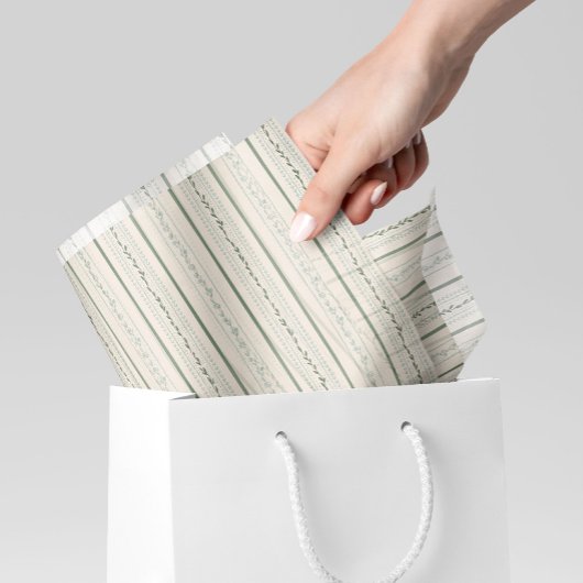 Vintage, blau und grün gestreifte Creme Seidenpapier