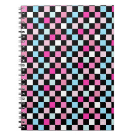 Vintage Blau und Rosa kariertes Muster Notizblock