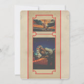 Vintage Blau und Rot Zirkus Save-the-Date (Rückseite)