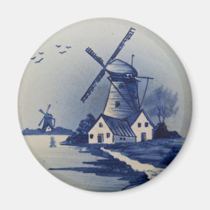 Vintage Blau- und Weiß-Delfter Kunstwerk-Malerei Magnet