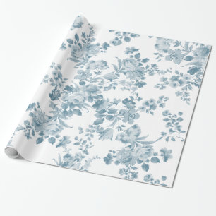 Vintage blau weiß bohemian elegantes Floral Geschenkpapier