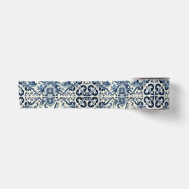 Vintage blau-weiße Delft-Fliesen Satinband