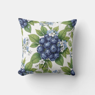 Vintage Blaubeerblüten Botanisches Muster Kissen