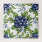 Vintage Blaubeerblüten Botanisches Muster Puzzle (Horizontal)