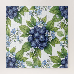 Vintage Blaubeerblüten Botanisches Muster Puzzle