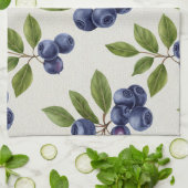 Vintage Blaubeere Botanisch nahtlos Geschirrtuch (Gefaltet)
