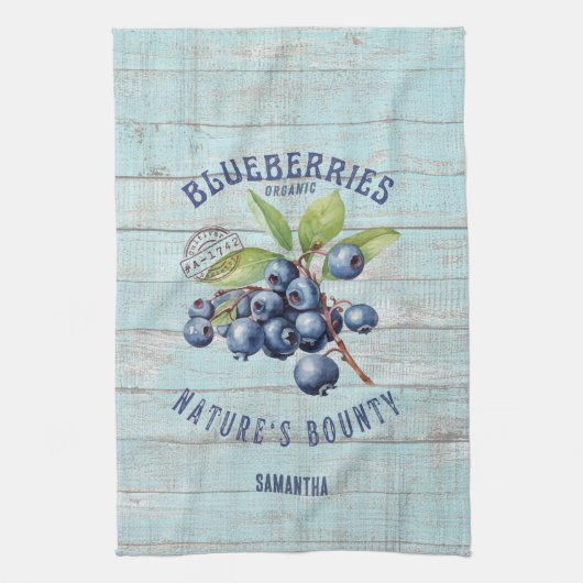 Vintage Blaubeere – Botanisches Obst  Geschirrtuch (Vertikal)