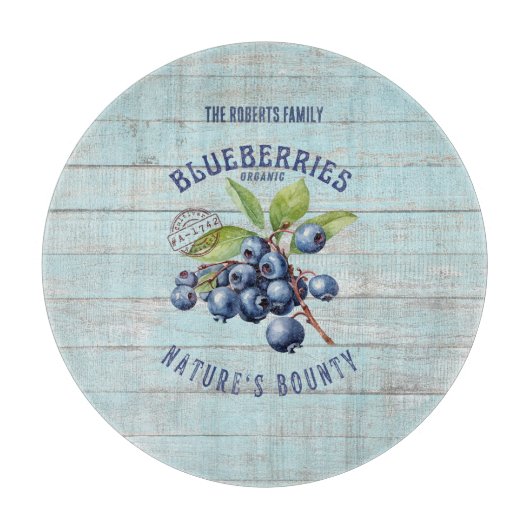 Vintage Blaubeere – Botanisches Obst Schneidebrett (Vorderseite)