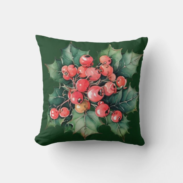 Vintage Blaubeeren Kissen (Vorderseite)