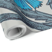 Vintage blaue antike Blume Kunsthandwerk rustikal Geschenkpapier (Rolleneckpunkt)