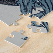 Vintage blaue antike Blume Kunsthandwerk rustikal Puzzle (Seite)