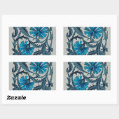 Vintage blaue antike Blume Kunsthandwerk rustikal Rechteckiger Aufkleber (Blatt)