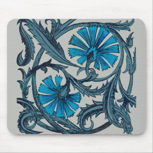vintage blaue antike Blumengrafik-Kunstgestaltung Mousepad