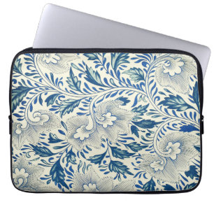 Vintage Blaue Asiatische Blumenmuster: Antike Chin Laptopschutzhülle