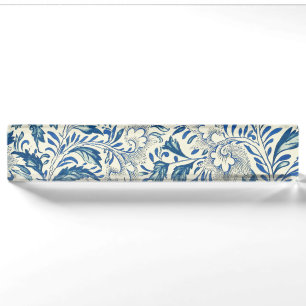 Vintage Blaue Asiatische Blumenmuster: Antike Chin Namensplakette