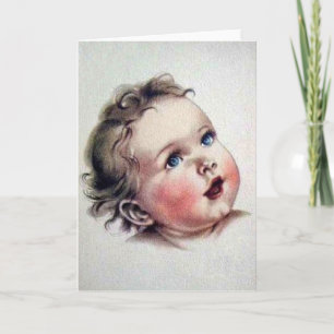 Vintage Blaue Augen Baby Grußkarte Karte
