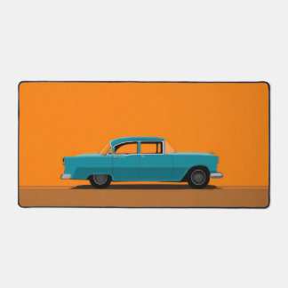 Vintage Blaue Auto Minimalistische Kunst Schreibtischunterlage