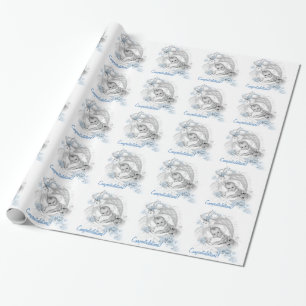 Vintage Blaue Babyparty-Geschenkpapier Geschenkpapier
