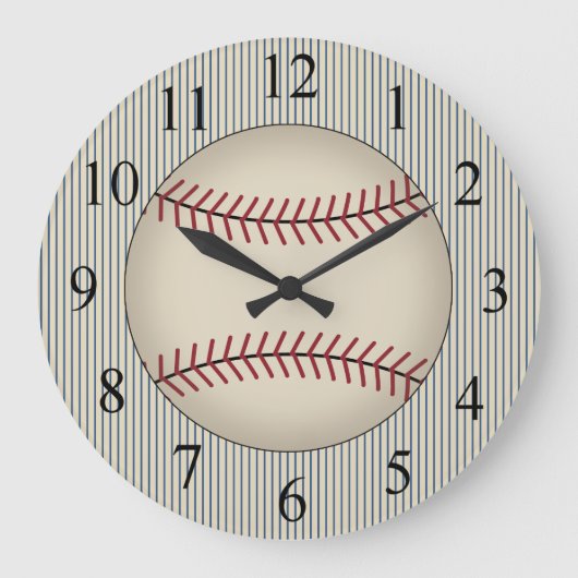 Vintage blaue Baseball-Sportmauer Große Wanduhr (Vorderseite)