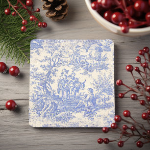 Vintage Blaue Baum-Toile de Jouy Französische Deko Steinuntersetzer