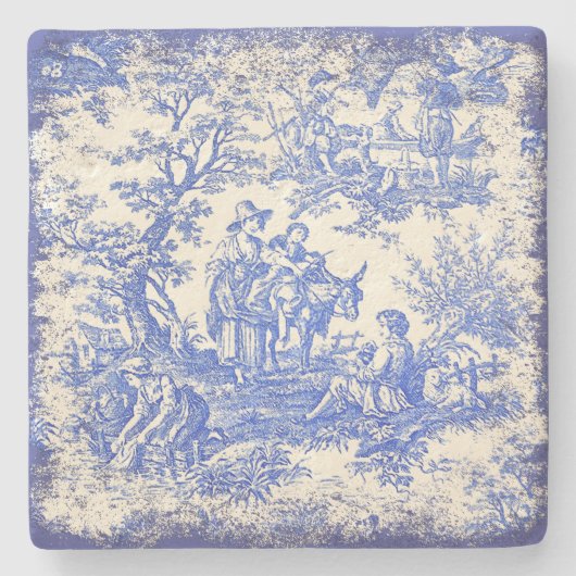 Vintage blaue Baumkronen Steinuntersetzer (Vorderseite)