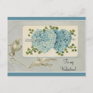 Vintage blaue Bläschen Valentinherzen mit Postkarte