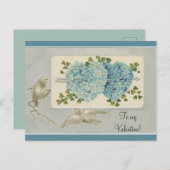 Vintage blaue Bläschen Valentinherzen mit Postkarte (Vorne/Hinten)