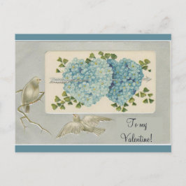 Vintage blaue Bläschen Valentinherzen mit Postkarte
