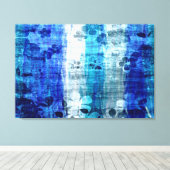 Vintage blaue Blume Holzkunst Leinwanddruck (Insitu (Holzboden))