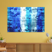 Vintage blaue Blume Holzkunst Leinwanddruck (Insitu (Wohnzimmer))