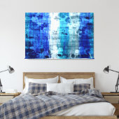 Vintage blaue Blume Holzkunst Leinwanddruck (Insitu (Schlafzimmer))