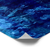 Vintage blaue Blume Holzkunst Poster (Ecke)