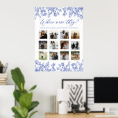 Vintage blaue Blume, wo sie Brautparty waren Poster (Heimbüro)